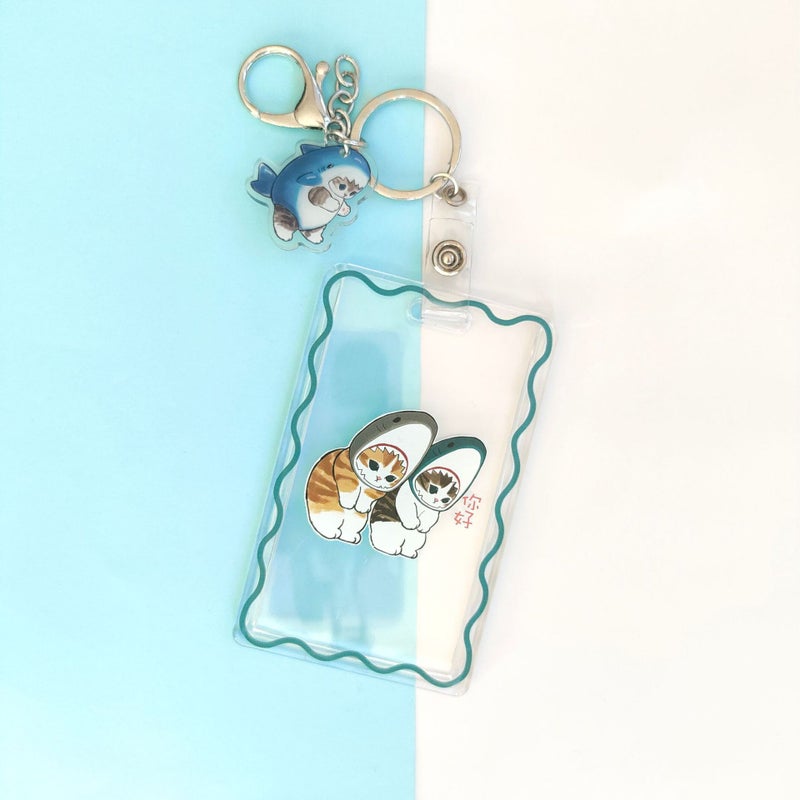 Cat Mofusand Shark Cat Transparent Id Set Student Card Subway Card Access Card Anti-Lost Keychain Card Set - Image 1